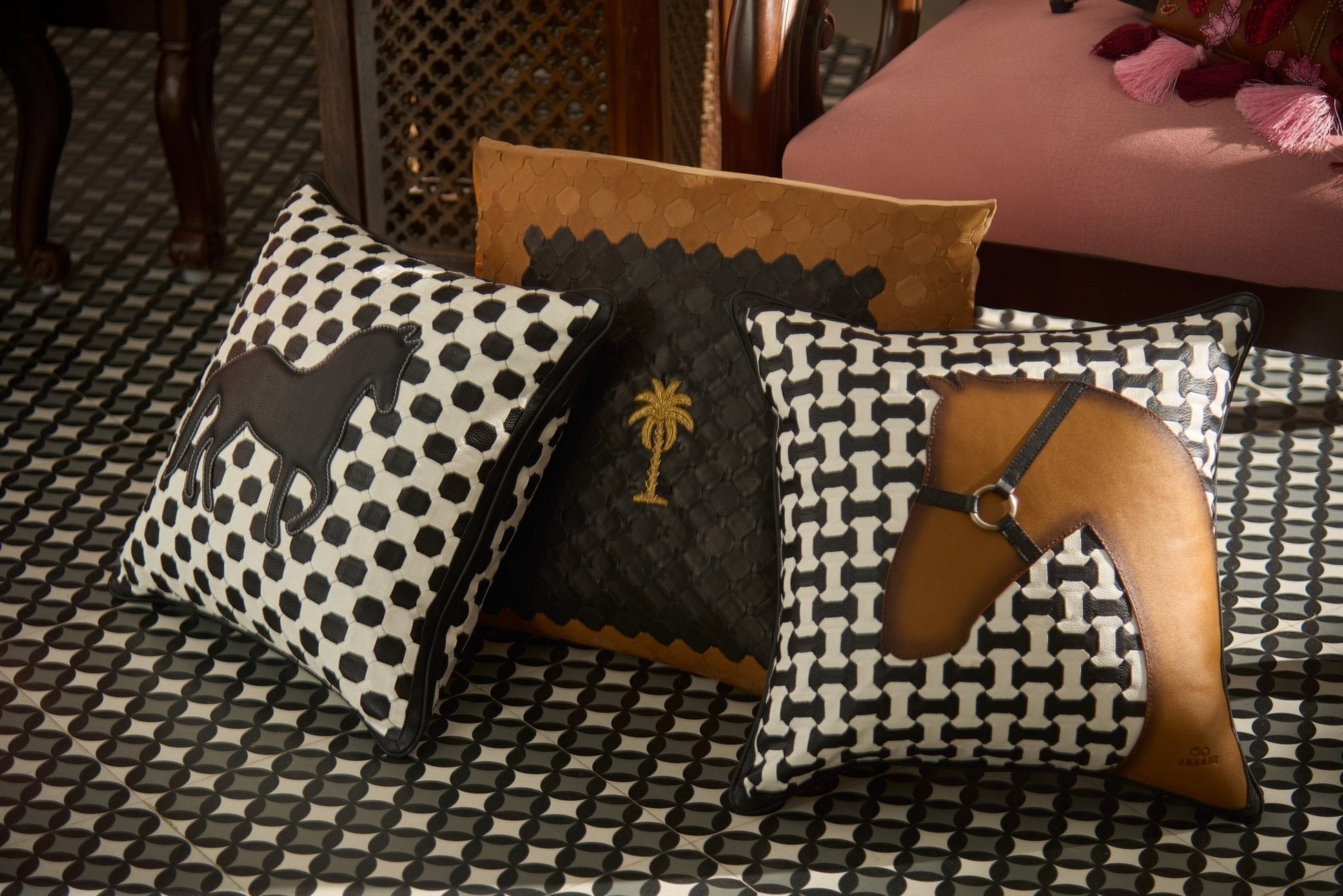 Moroccan cushion cover with statement palm tree - Araani Design