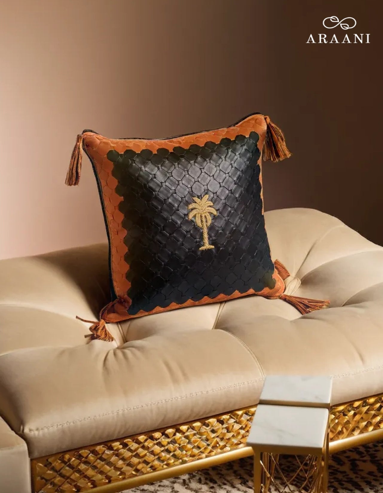 Moroccan cushion cover with statement palm tree - Araani Design